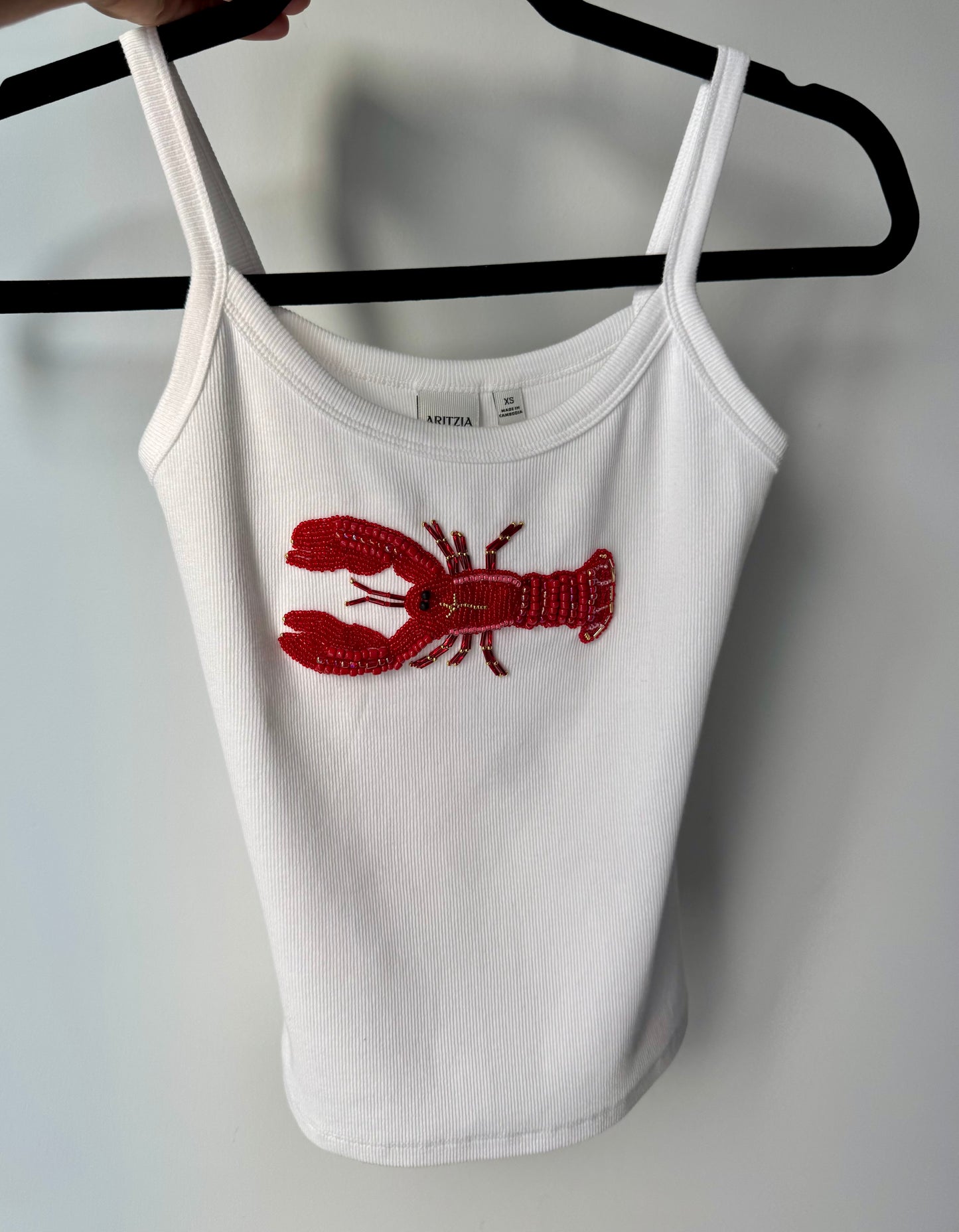 Embroidered Beaded Lobster Tank