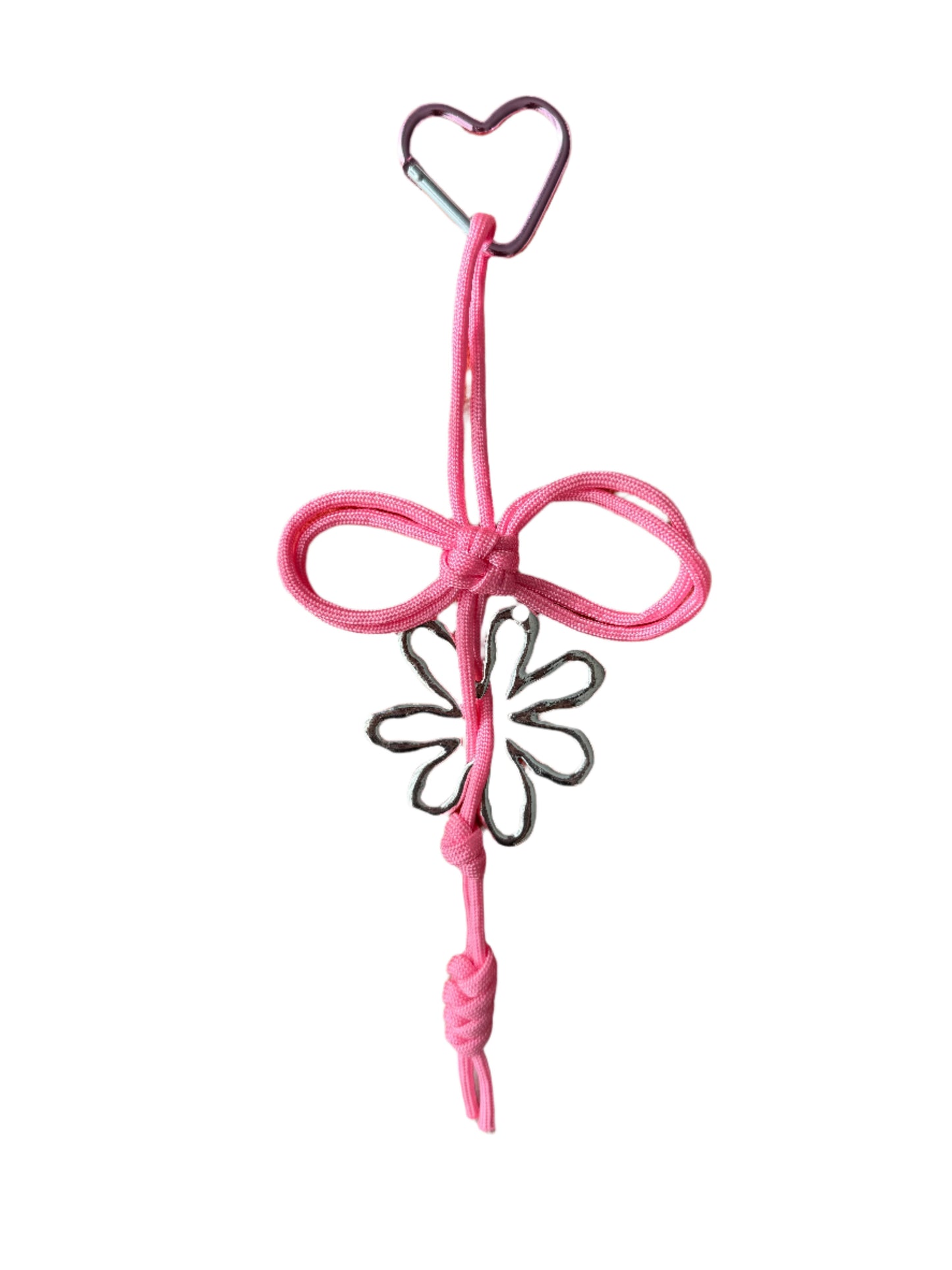 Pink cord with large silver flower
