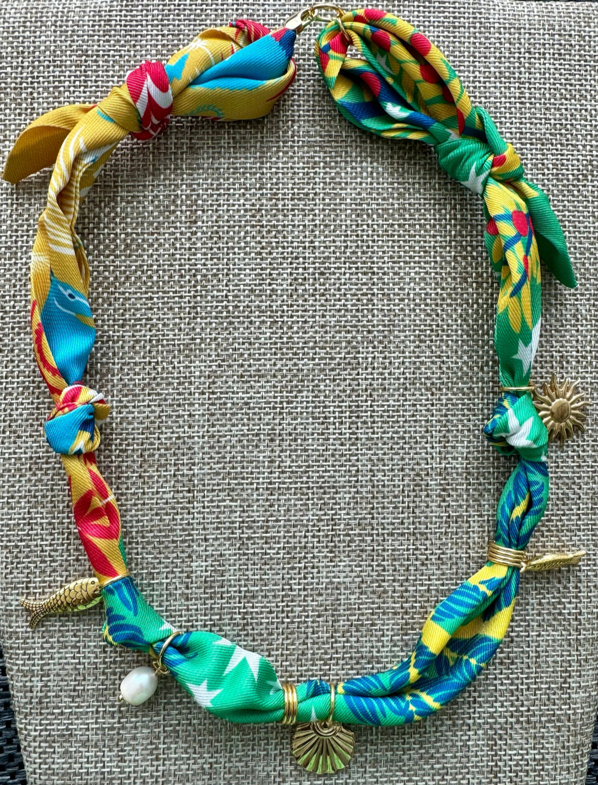 Green Bandana Scarf Charm Necklace