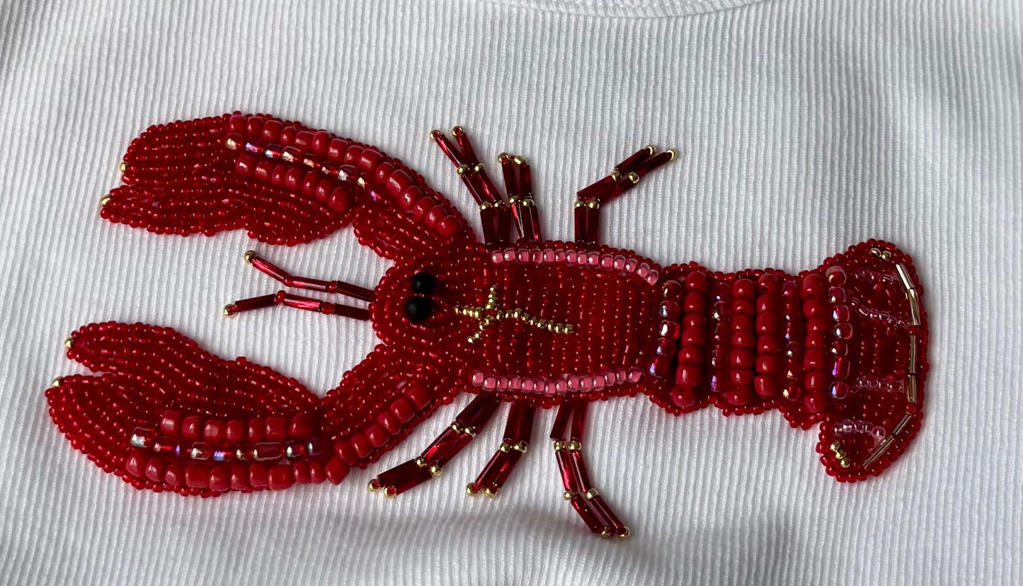Embroidered Beaded Lobster Tank