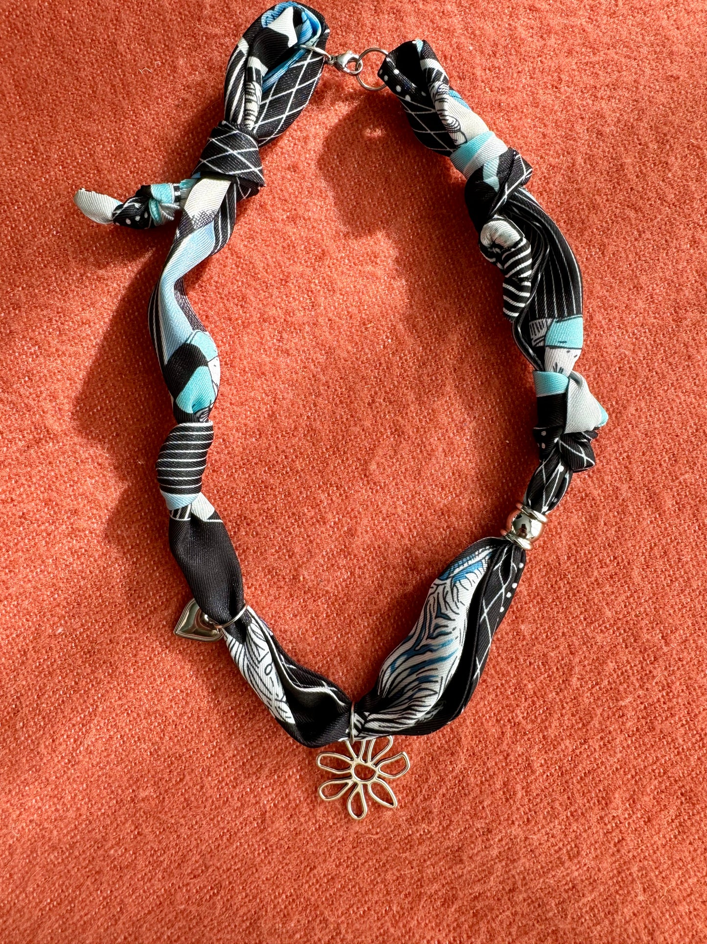 Blue Bandana Scarf Charm Necklace