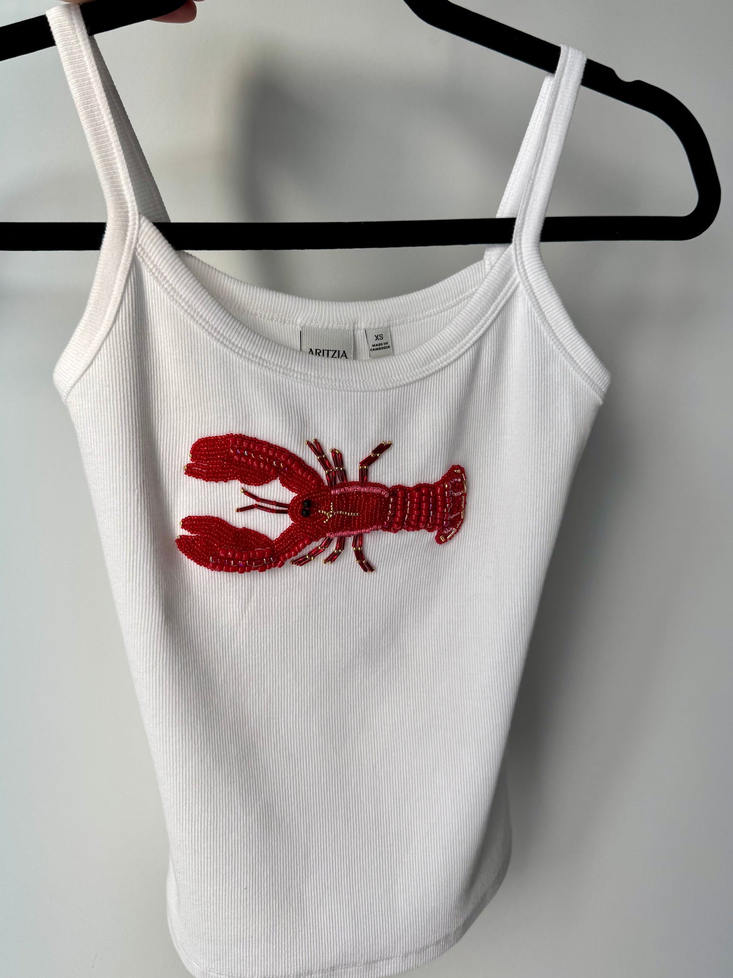 Embroidered Beaded Lobster Tank