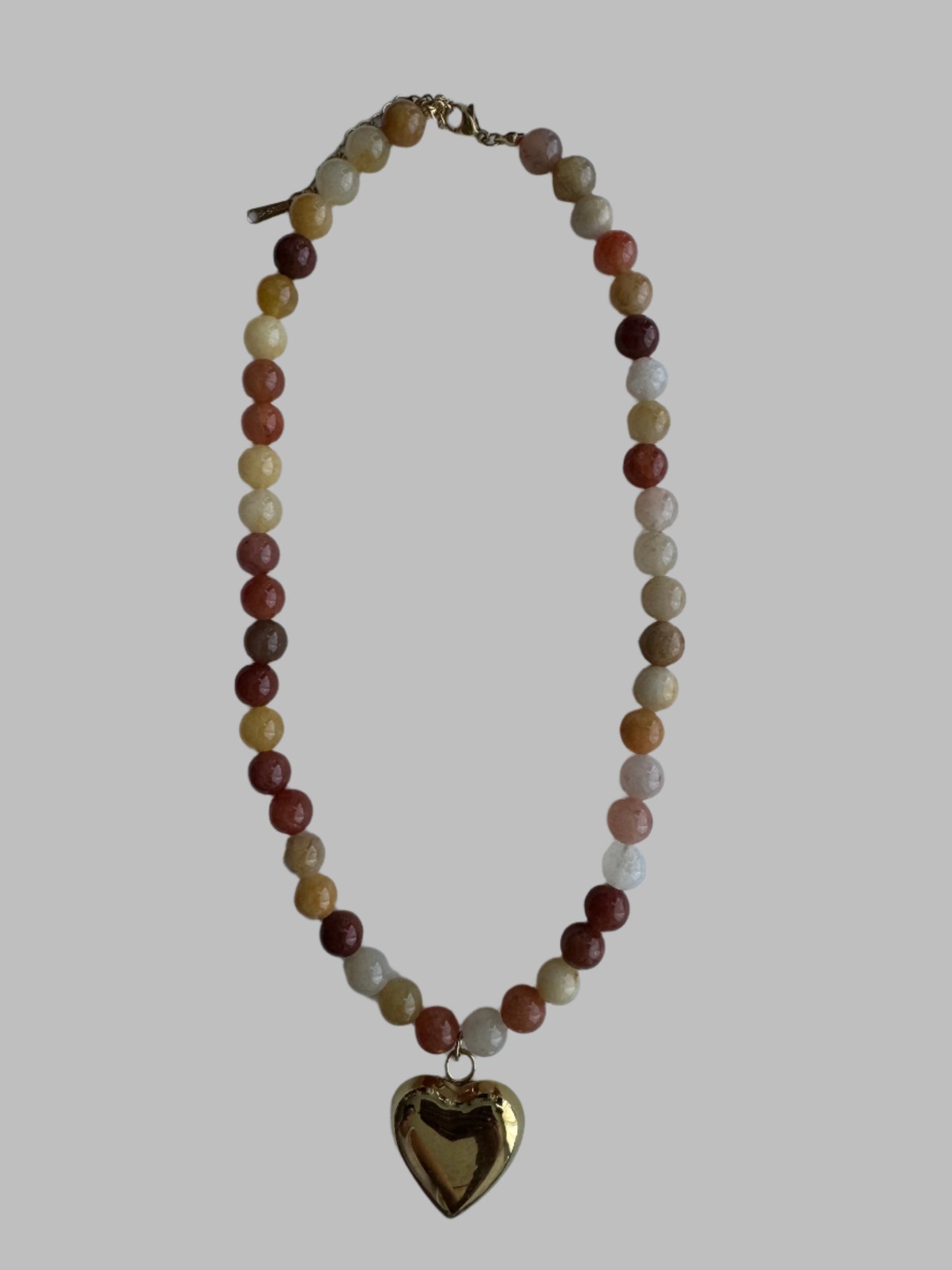 Natural Stone Bead Heart Necklace