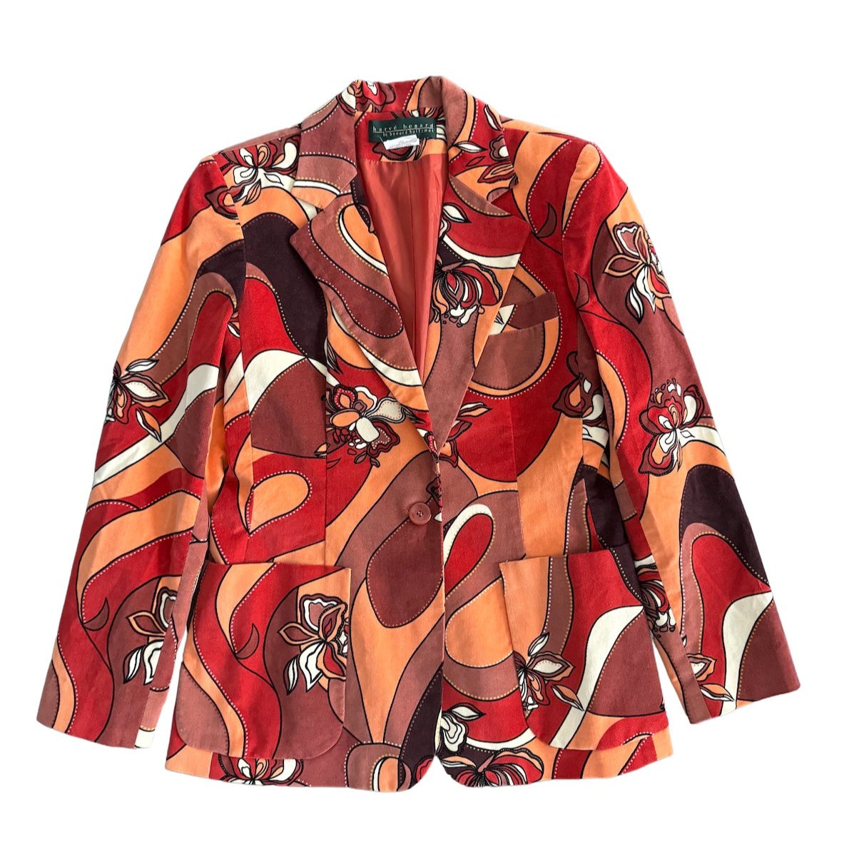 Harvé Bernard Colorful Abstract Orange Blazer