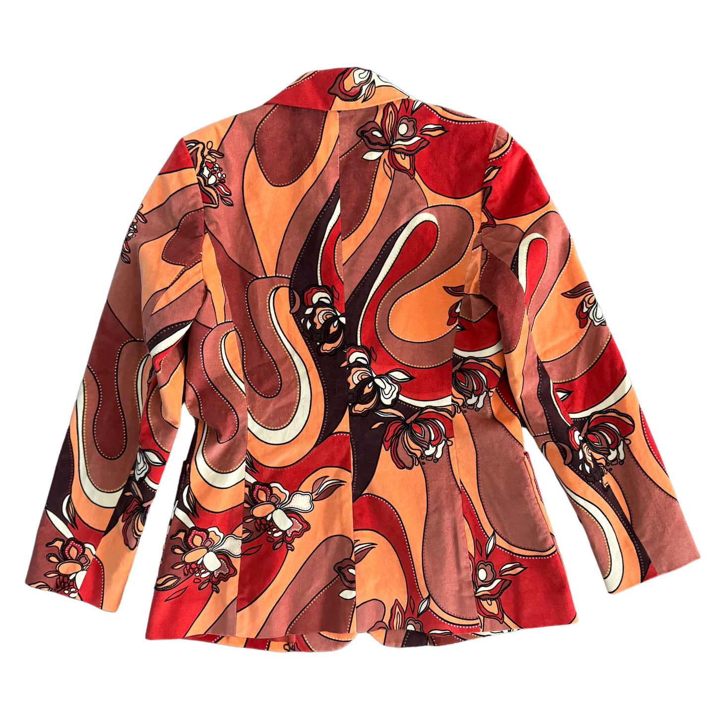 Harvé Bernard Colorful Abstract Orange Blazer