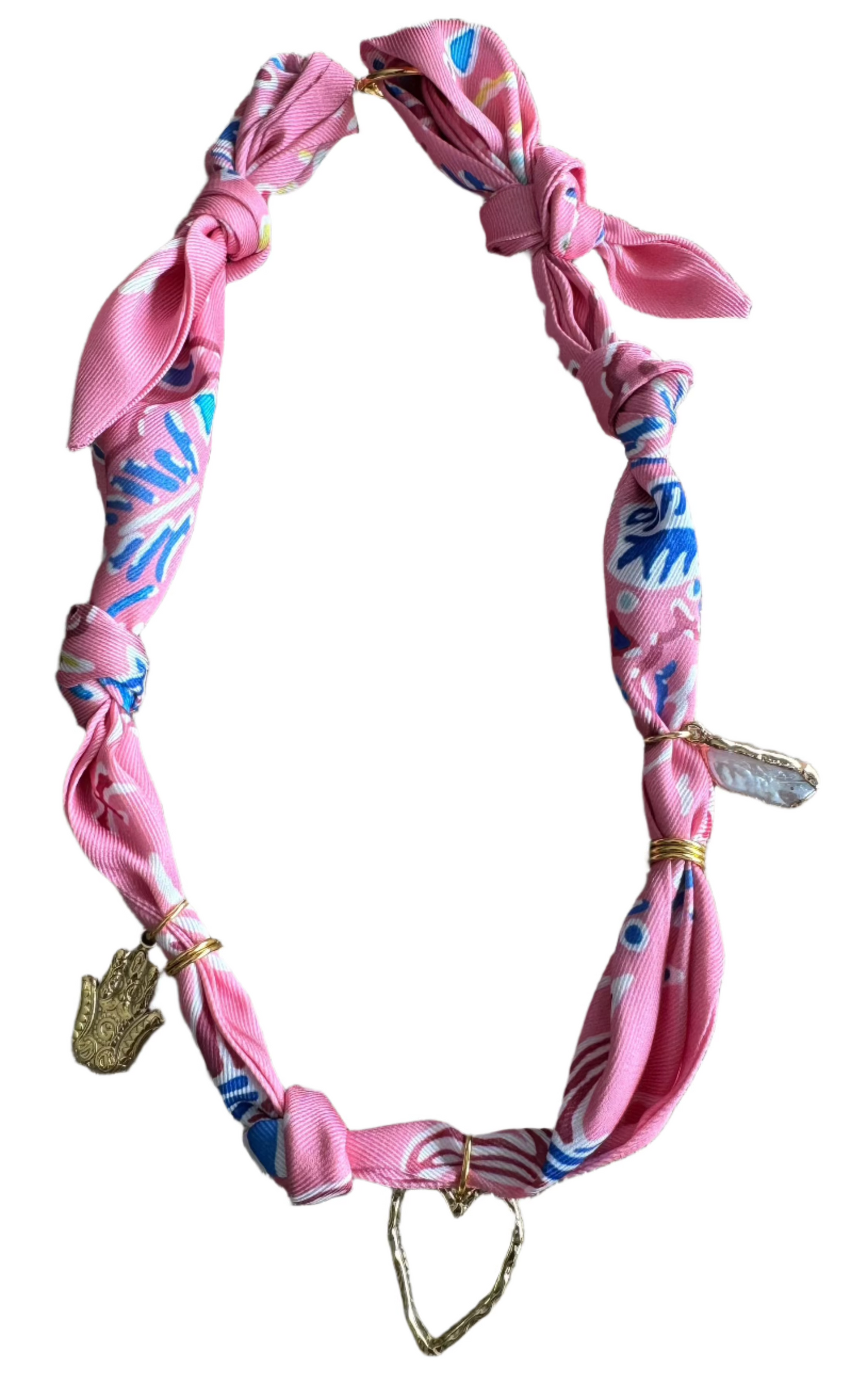 Pink Heart Scarf Necklace