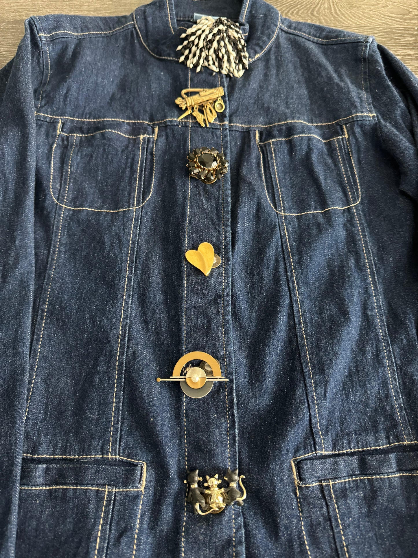 Custom Denim Brooch Jacket 2
