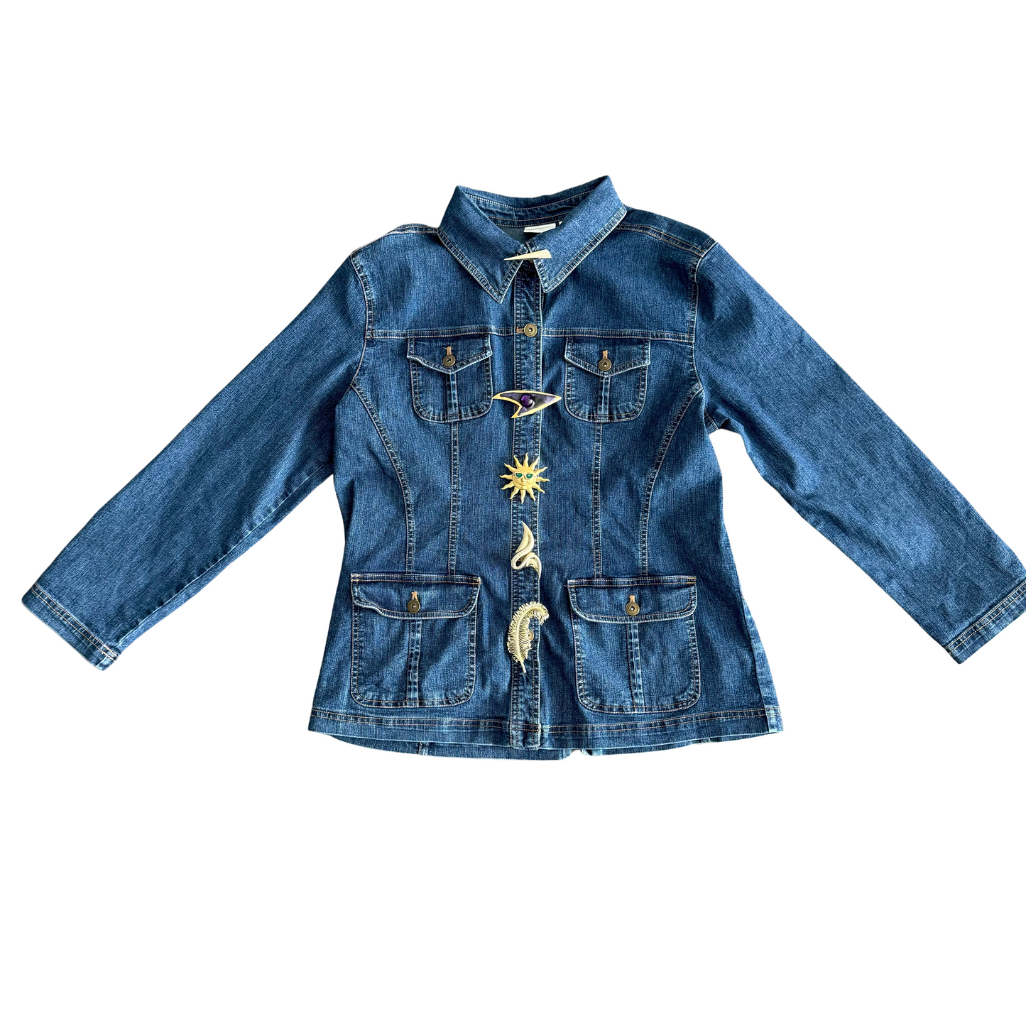 Custom Denim Brooch Jacket 3