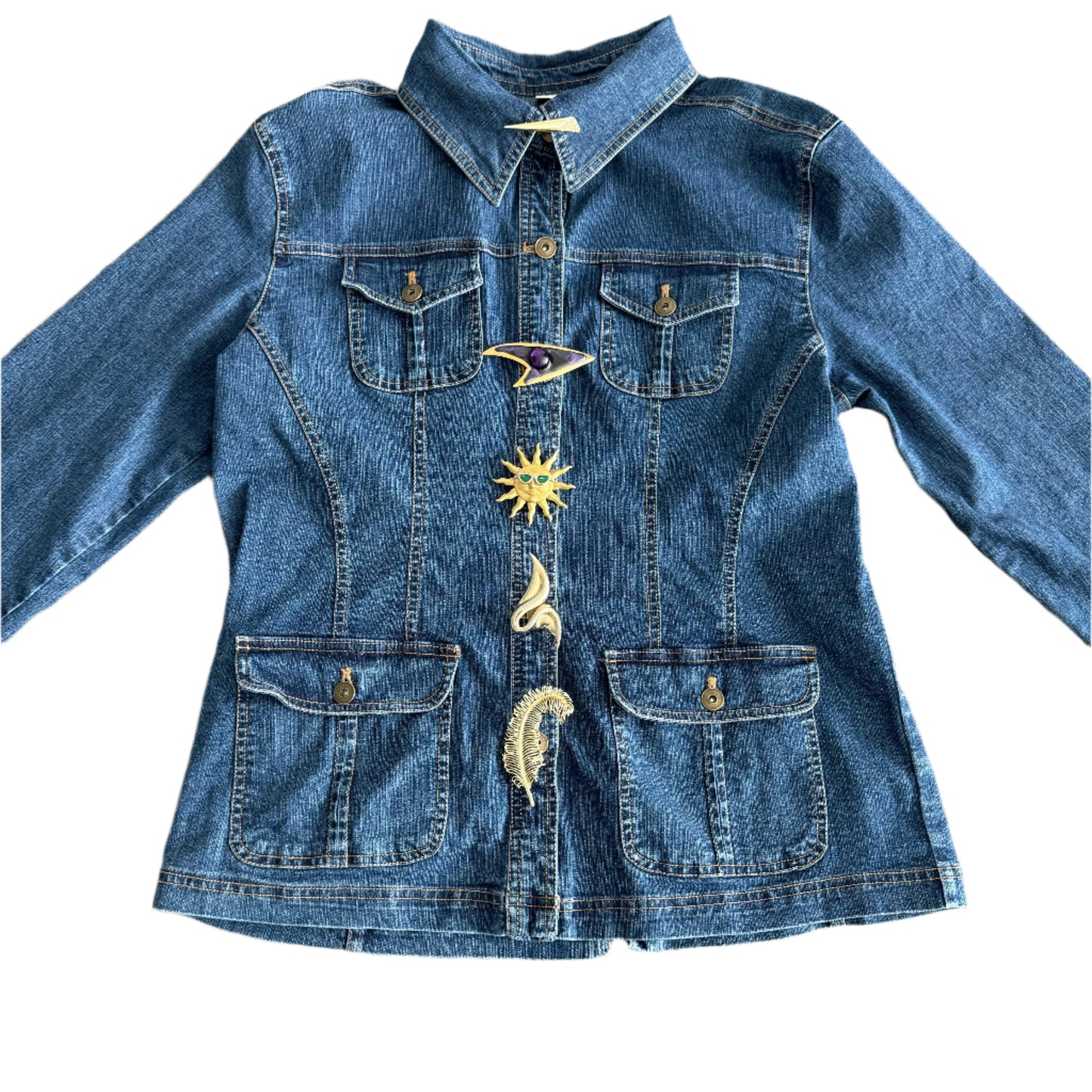 Custom Denim Brooch Jacket 3