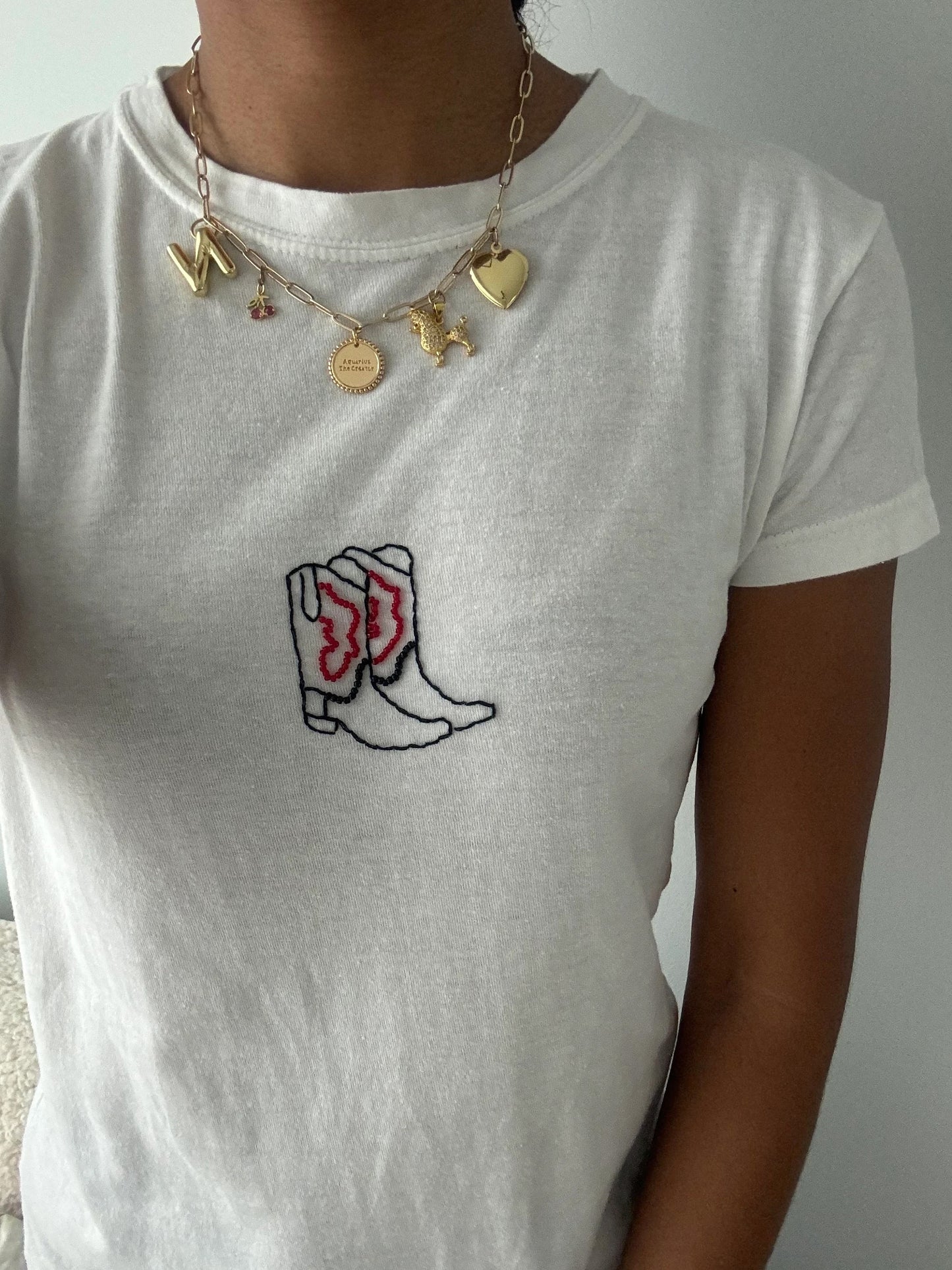 Embroidered Beaded Cowboy Boot Shirt