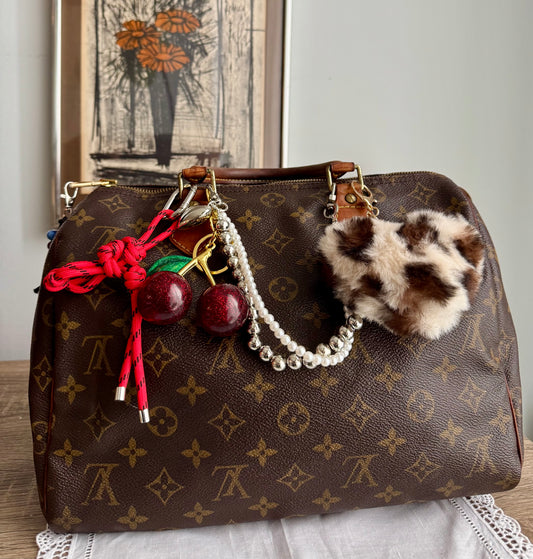 Customized Vintage Louis Vuitton Speedy 30 - Cherry Heart Edition