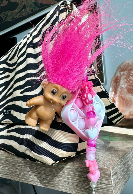 Pink Troll Doll Bag Charm