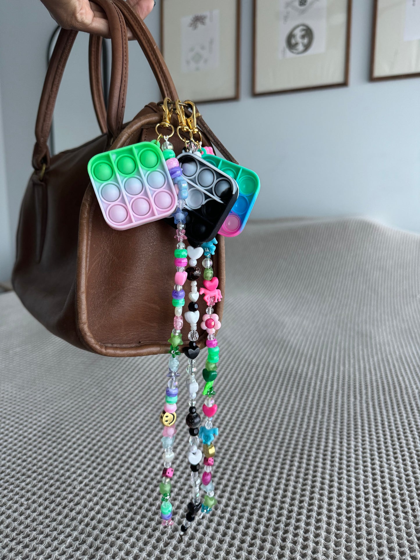 Colorful long bag charm