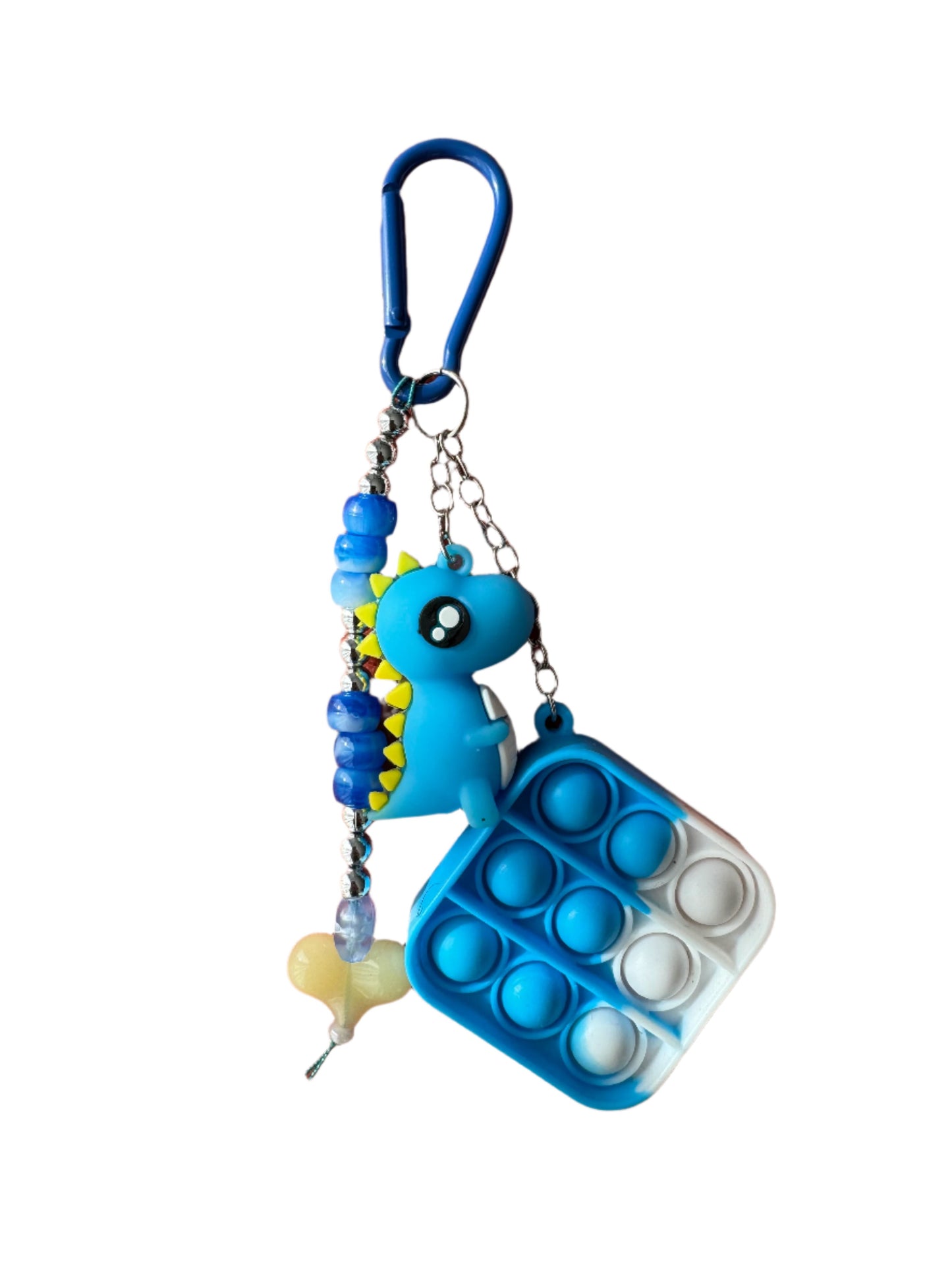 Blue Dino and beads bag charm