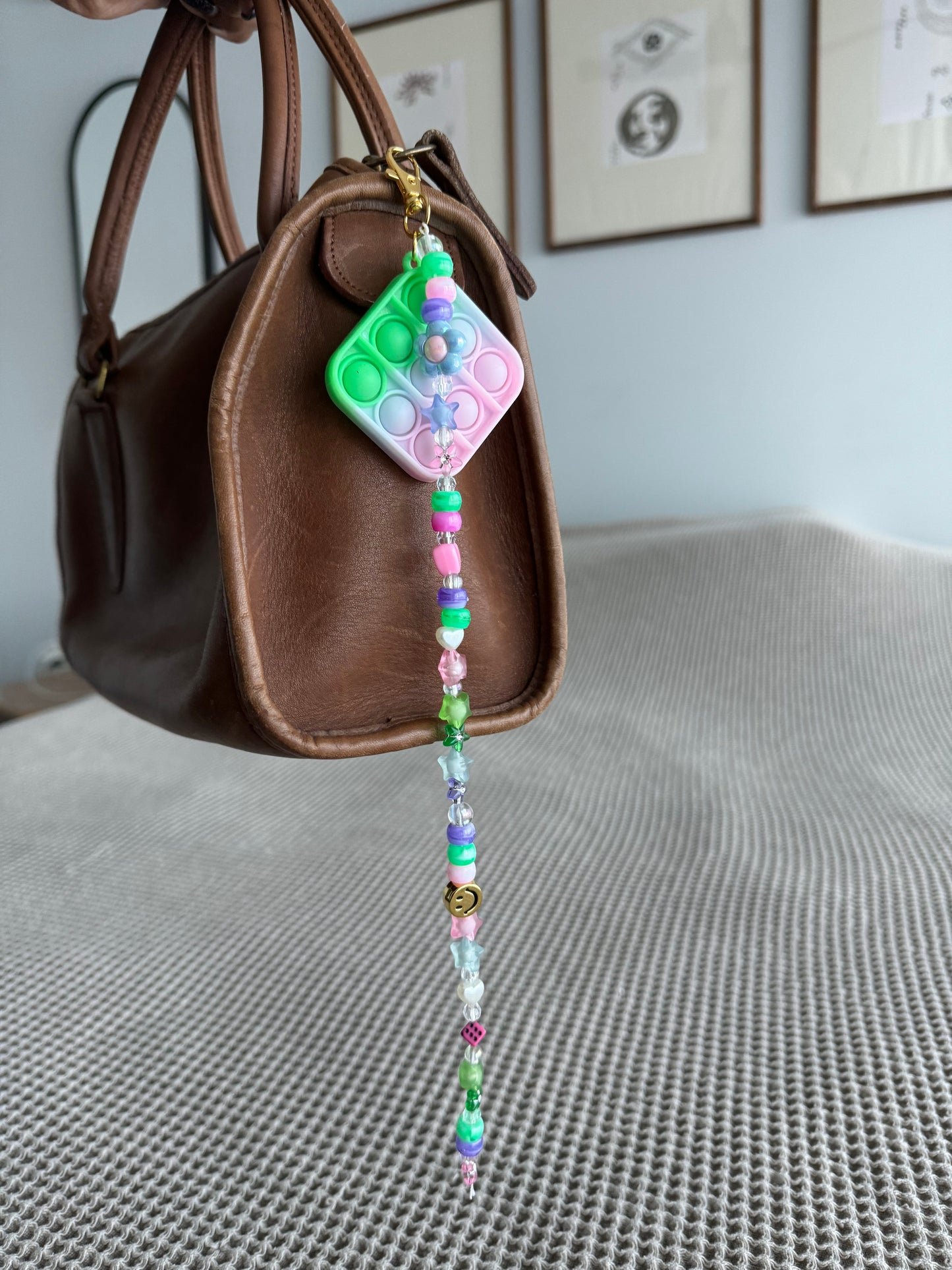 Colorful long bag charm