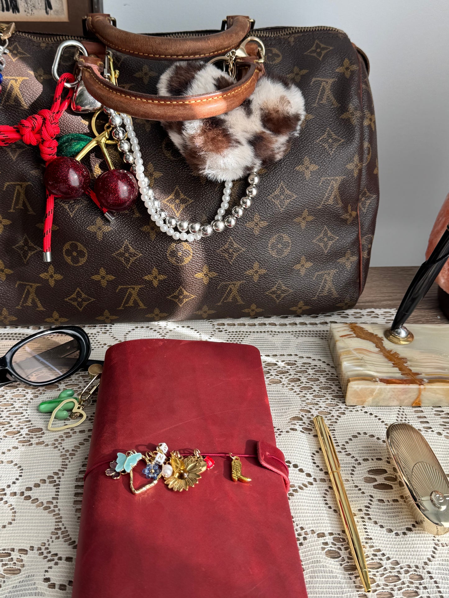 Handmade Custom Travelers Journal With Charms