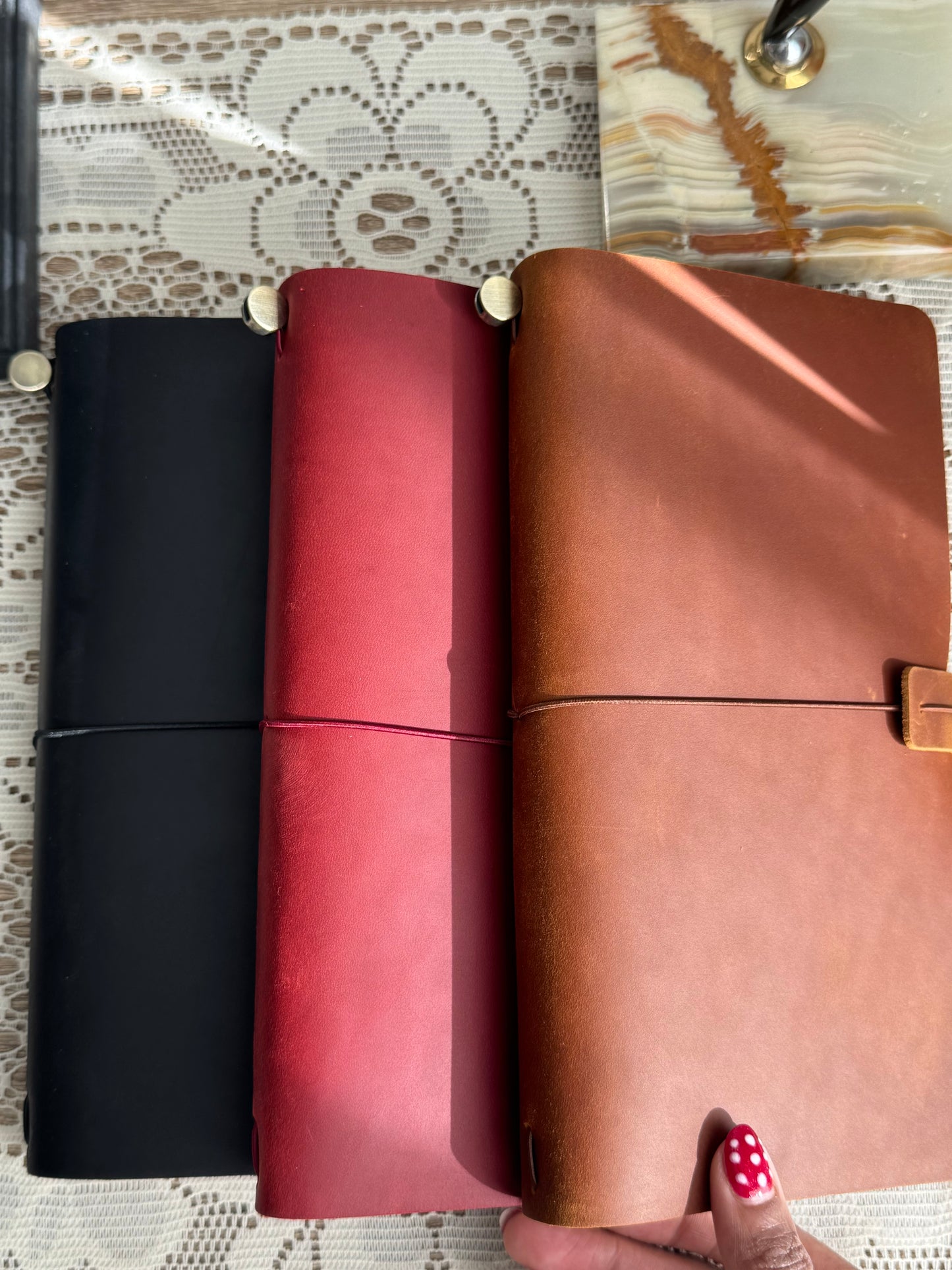 Handmade Custom Travelers Journal With Patches