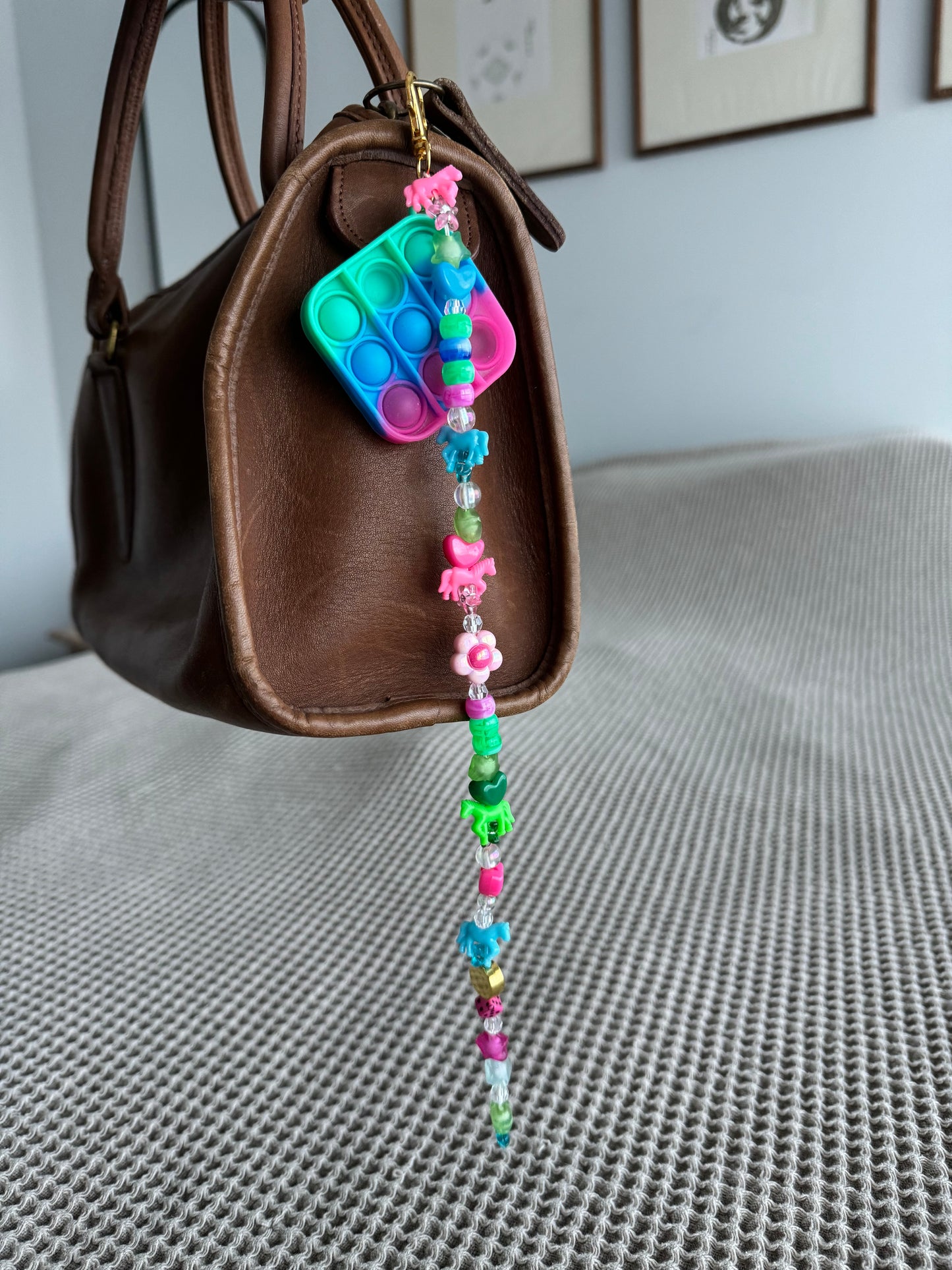 Colorful long bag charm