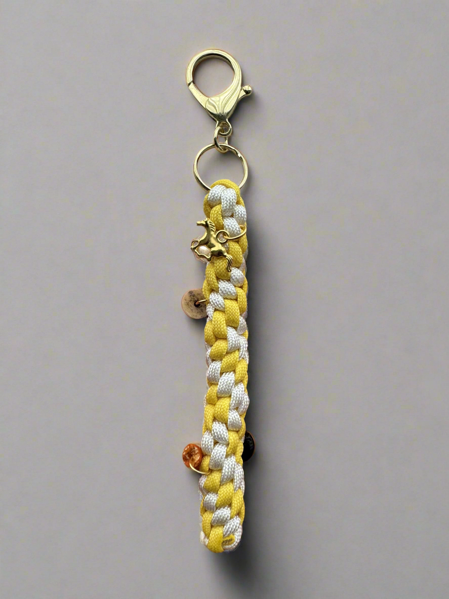 Yellow and White Cord bag charm