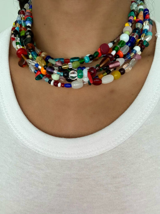 Colorful Glass Beaded Necklace Tarnish Resistant