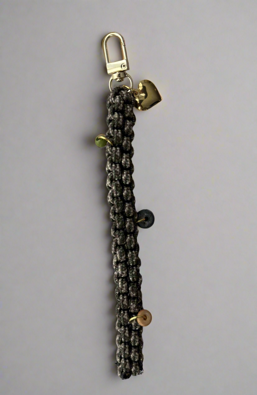 Custom Paracord Bag Charm with Bone Beads and Charm