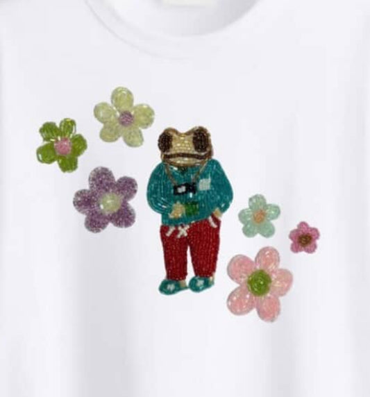 Concho Custom embroidered tshirt with colorful flowers