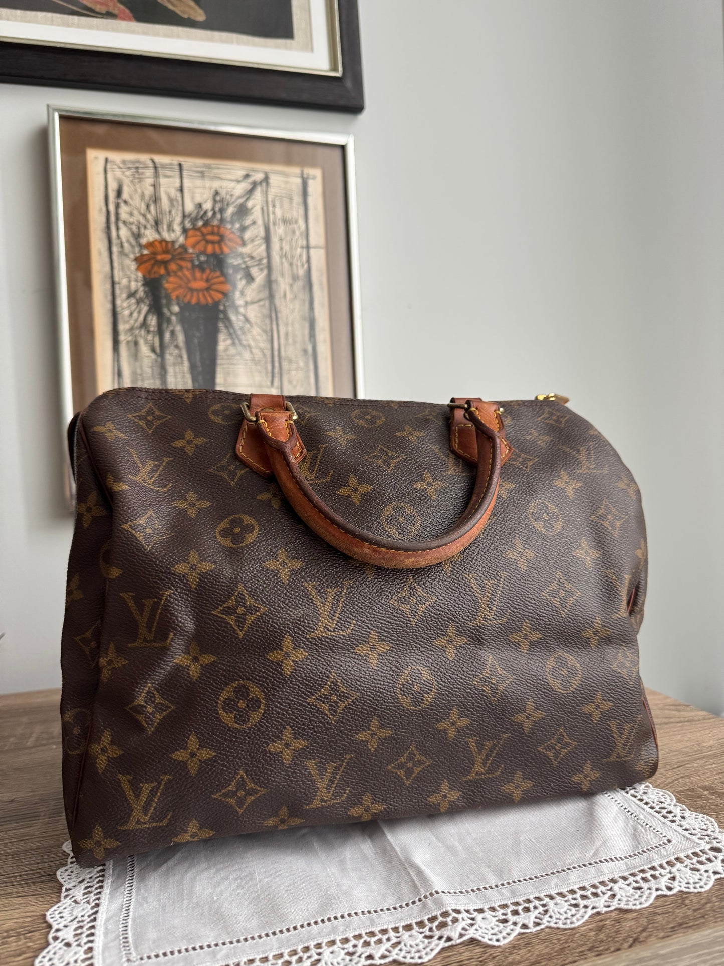 Customized Vintage Louis Vuitton Speedy 30 - Cherry Heart Edition