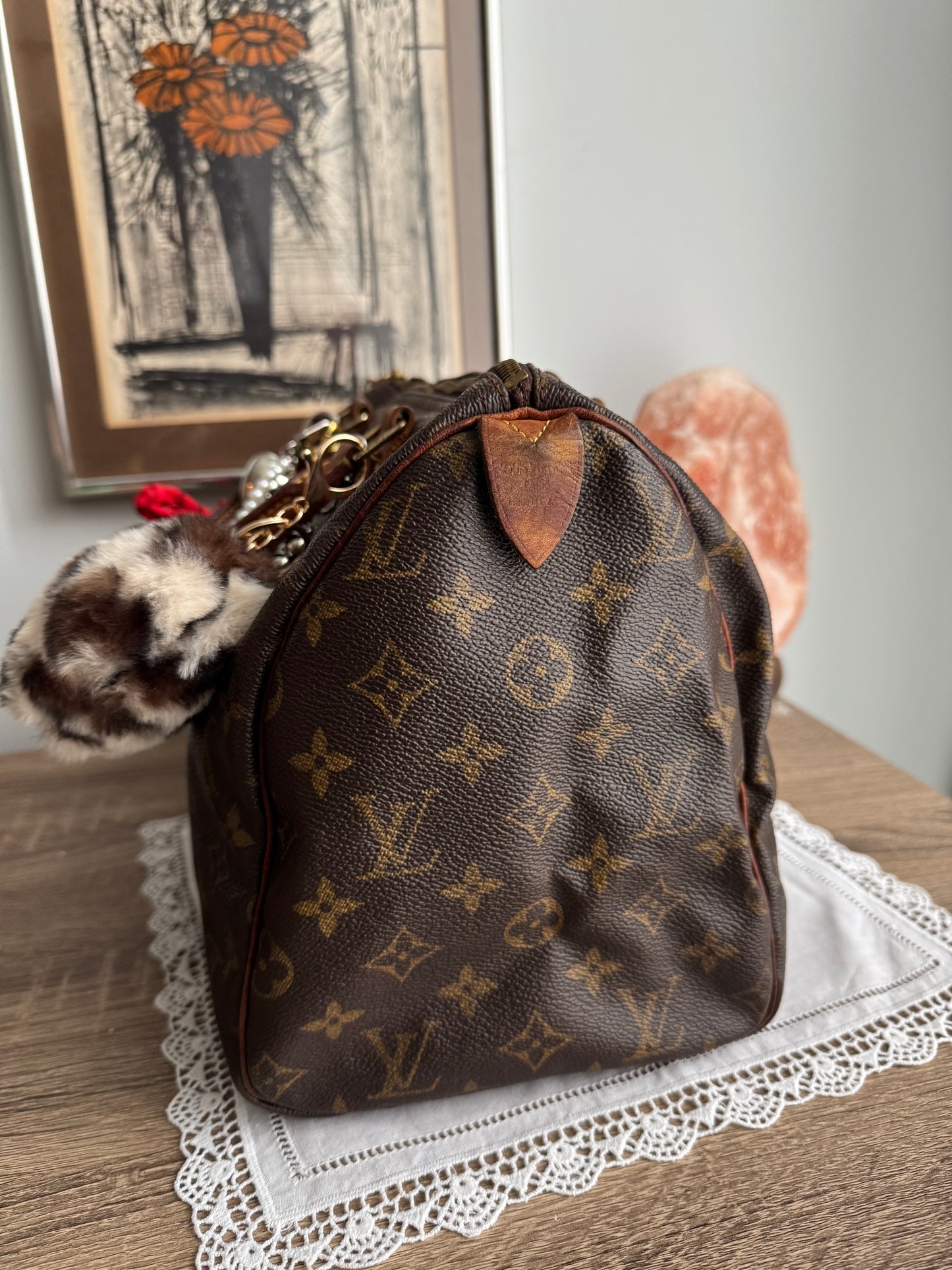 Customized Vintage Louis Vuitton Speedy 30 - Cherry Heart Edition