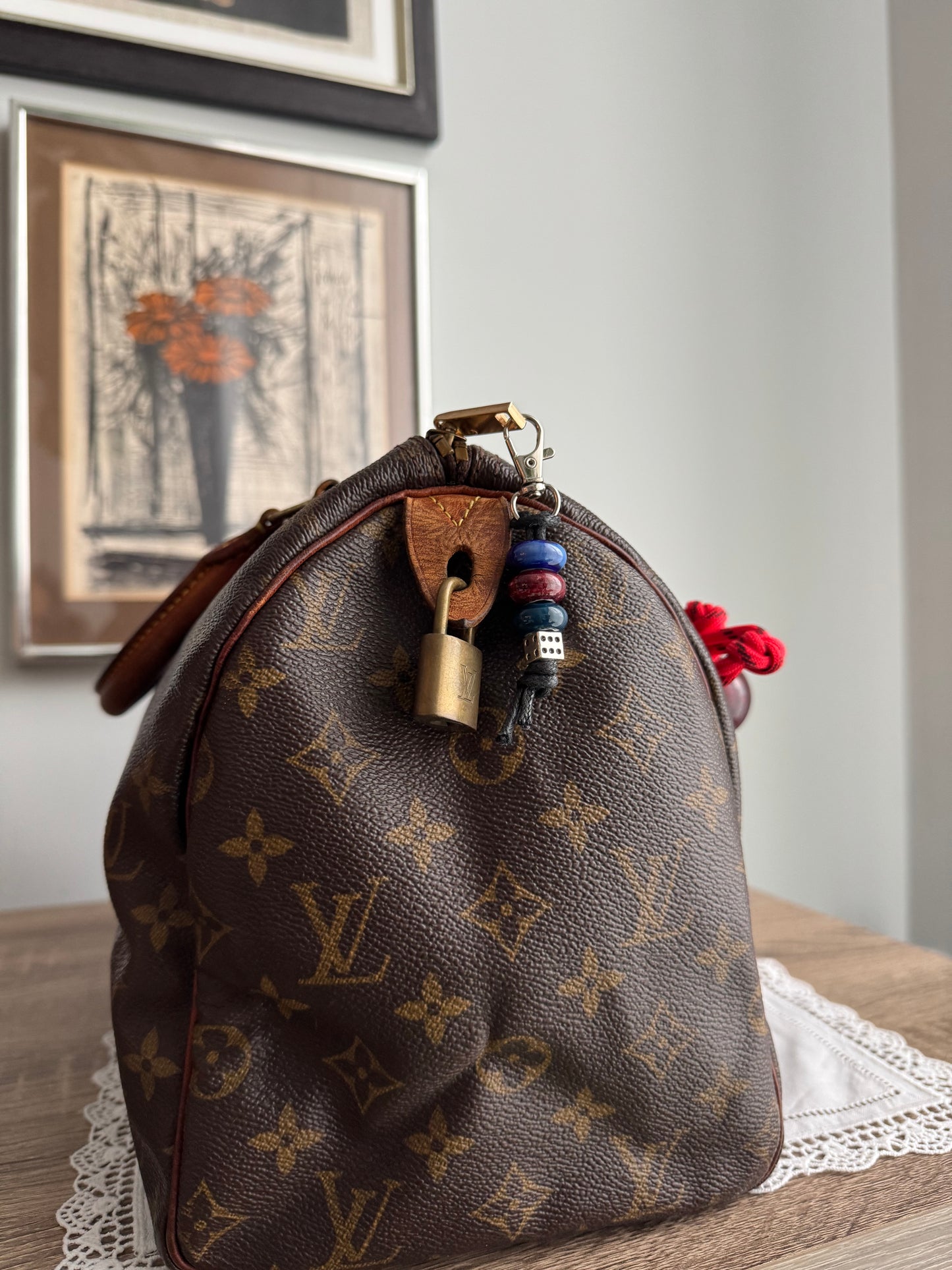 Customized Vintage Louis Vuitton Speedy 30 - Cherry Heart Edition