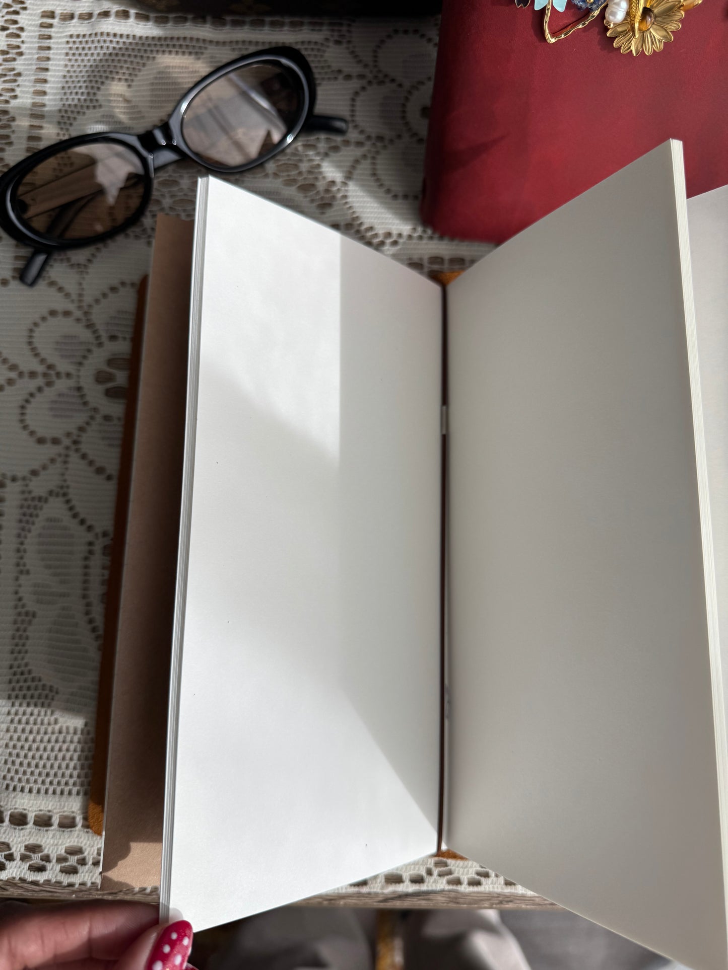 Custom Leather Travelers Journal With Patches, Pink Patches