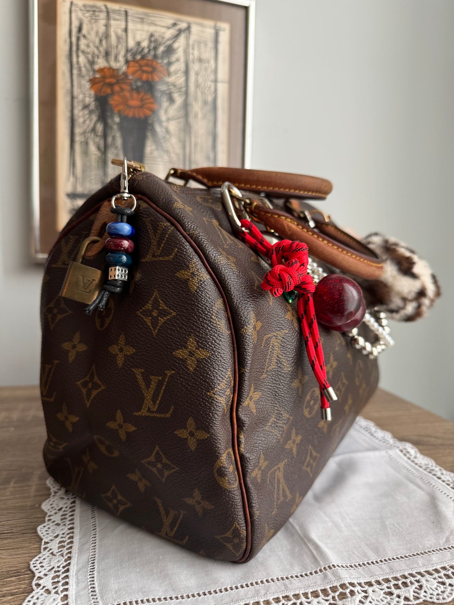 Customized Vintage Louis Vuitton Speedy 30 - Cherry Heart Edition