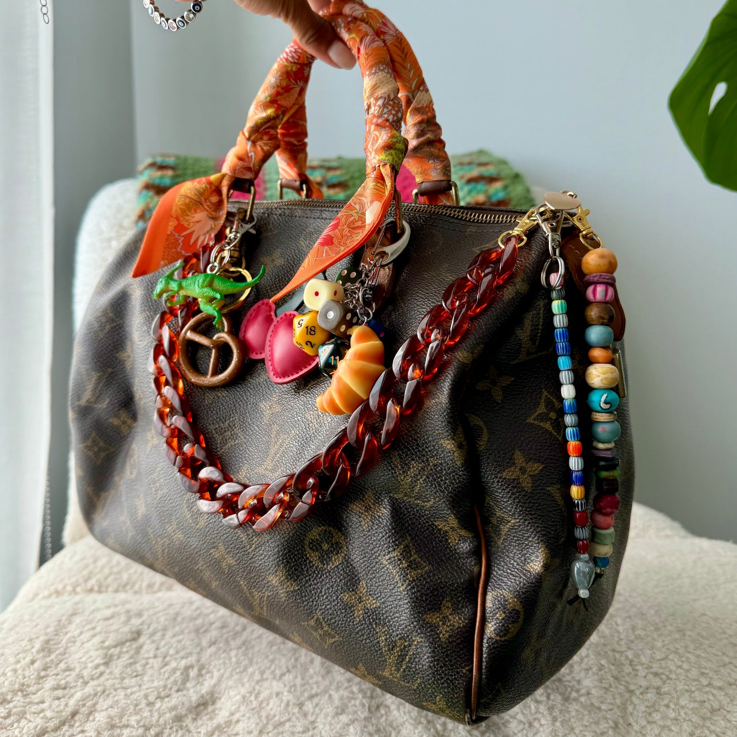 Customized Vintage Louis Vuitton Speedy 25 - Vibrant Charm Edition