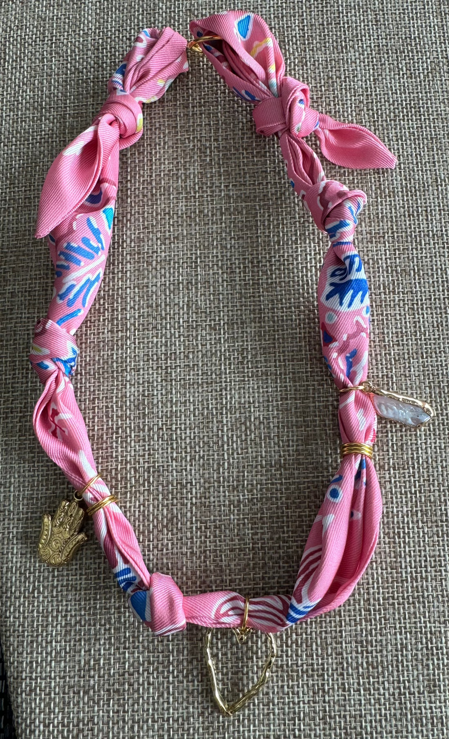 Pink Heart Scarf Necklace