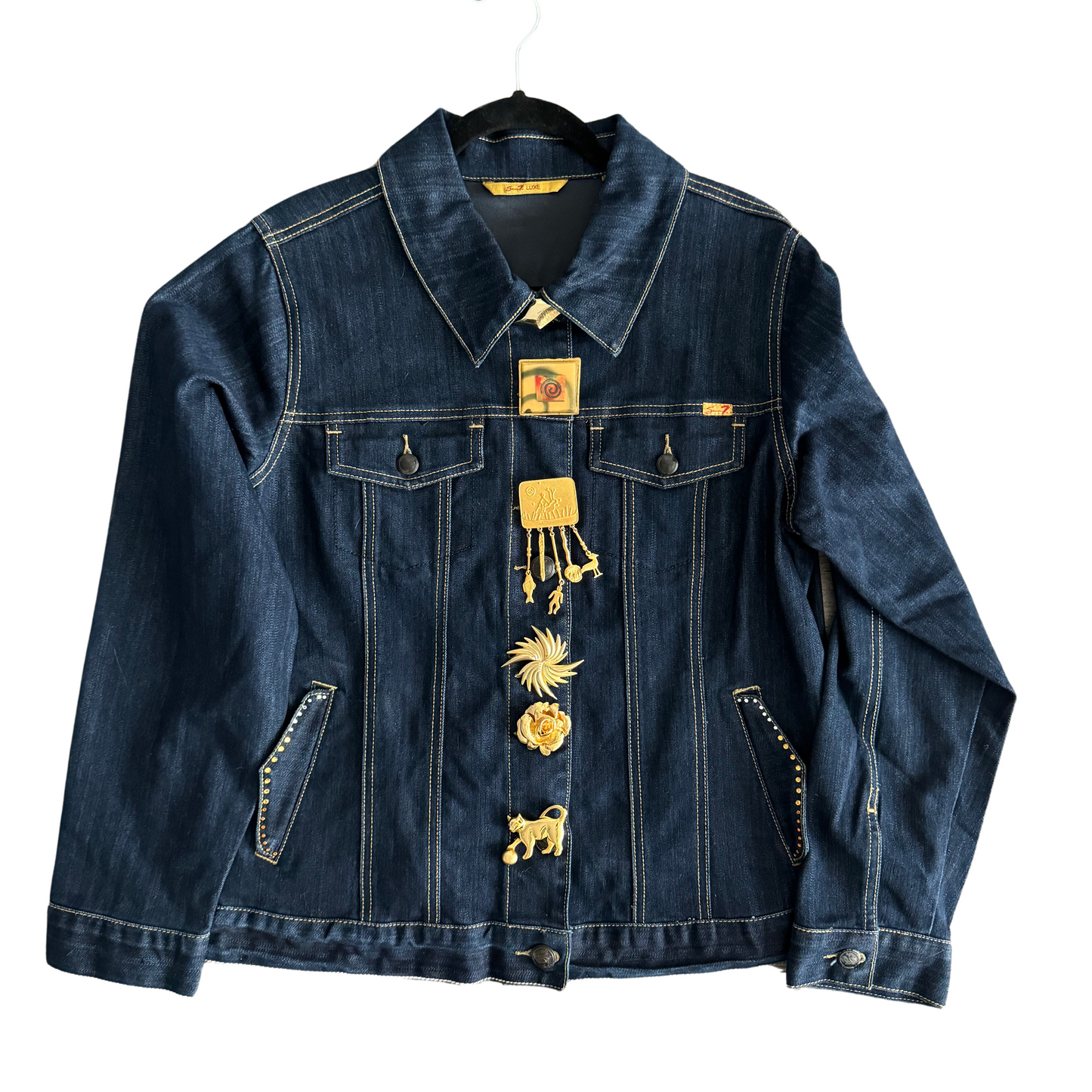 Custom Denim Brooch Jacket 1