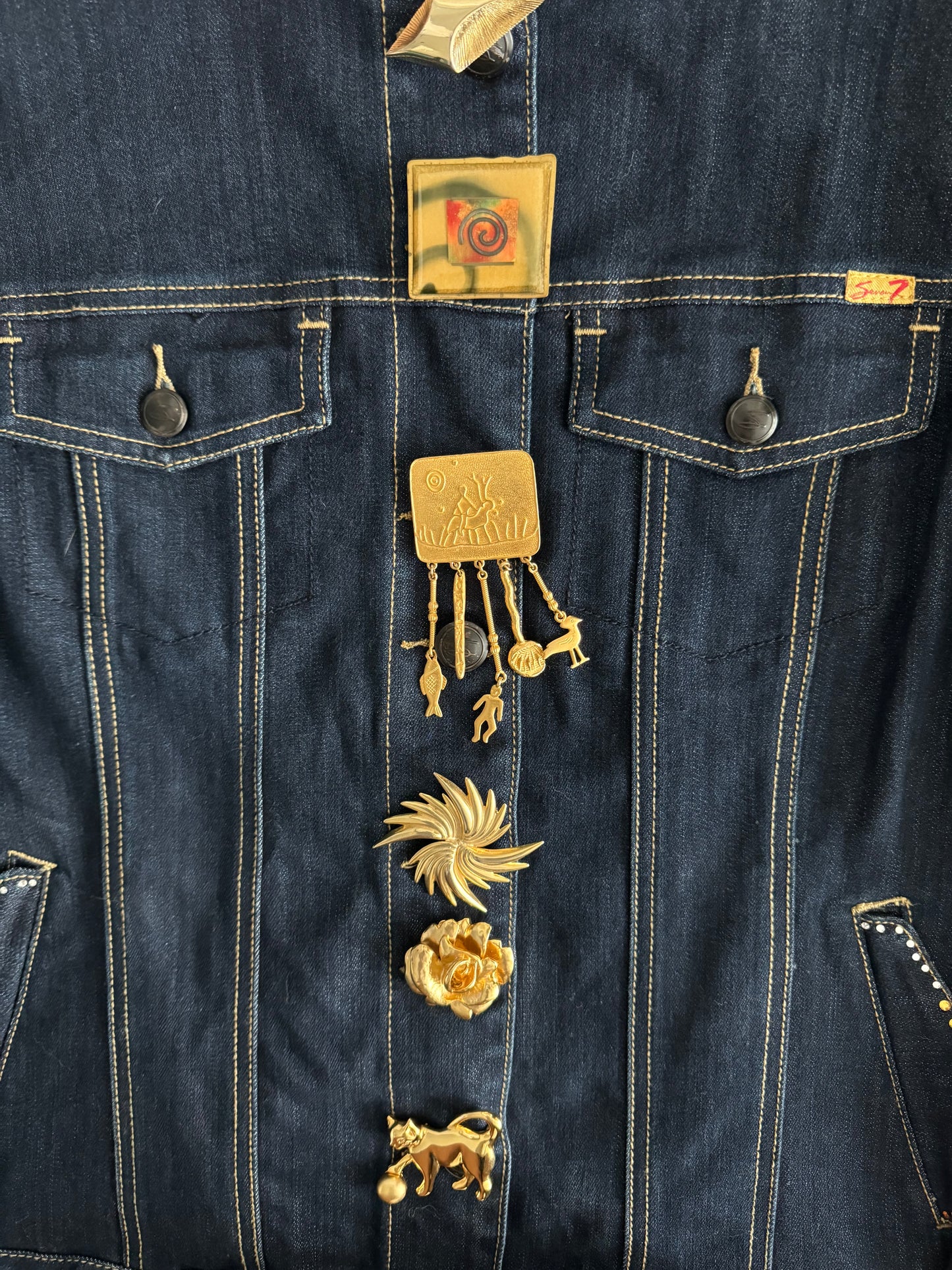 Custom Denim Brooch Jacket 1