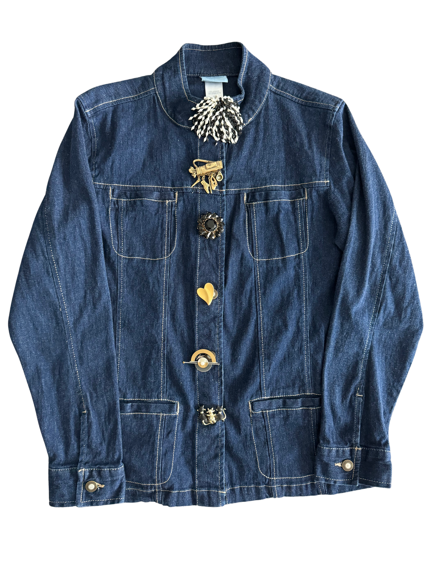 Custom Denim Brooch Jacket 2