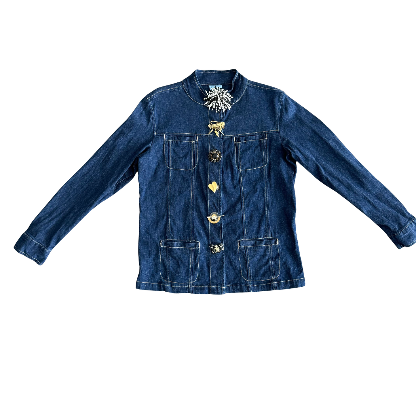 Custom Denim Brooch Jacket 2