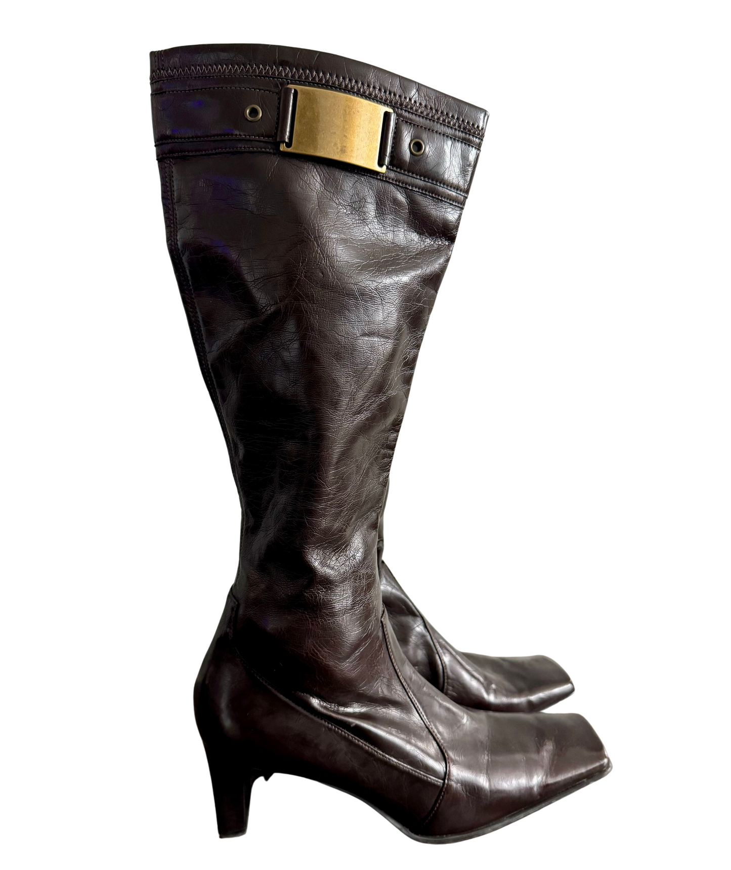 Brown Heeled Leather Boots