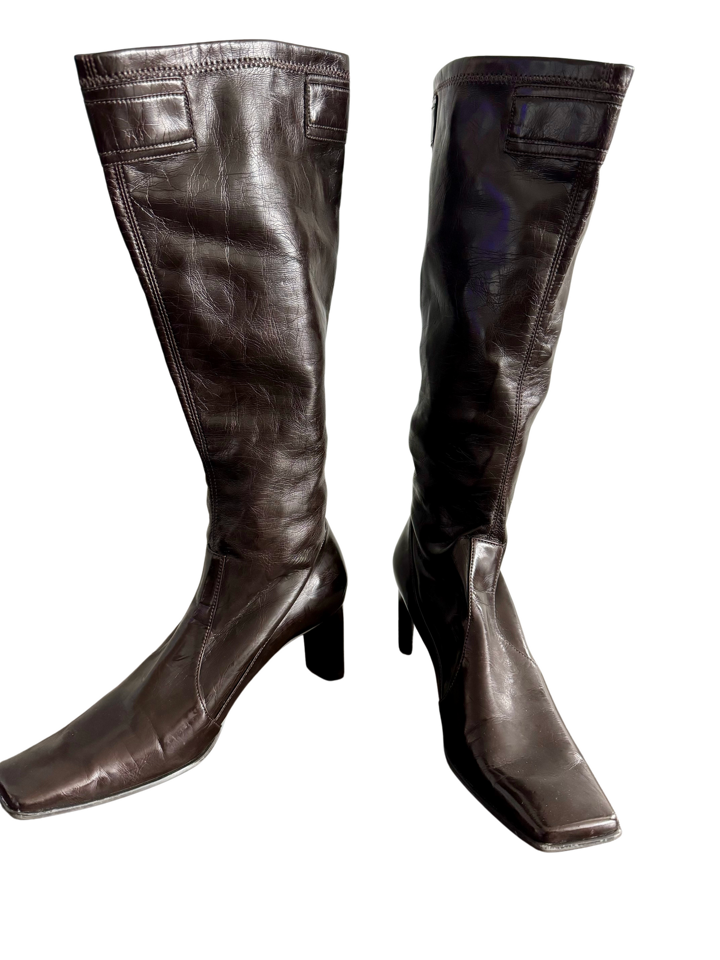 Brown Heeled Leather Boots