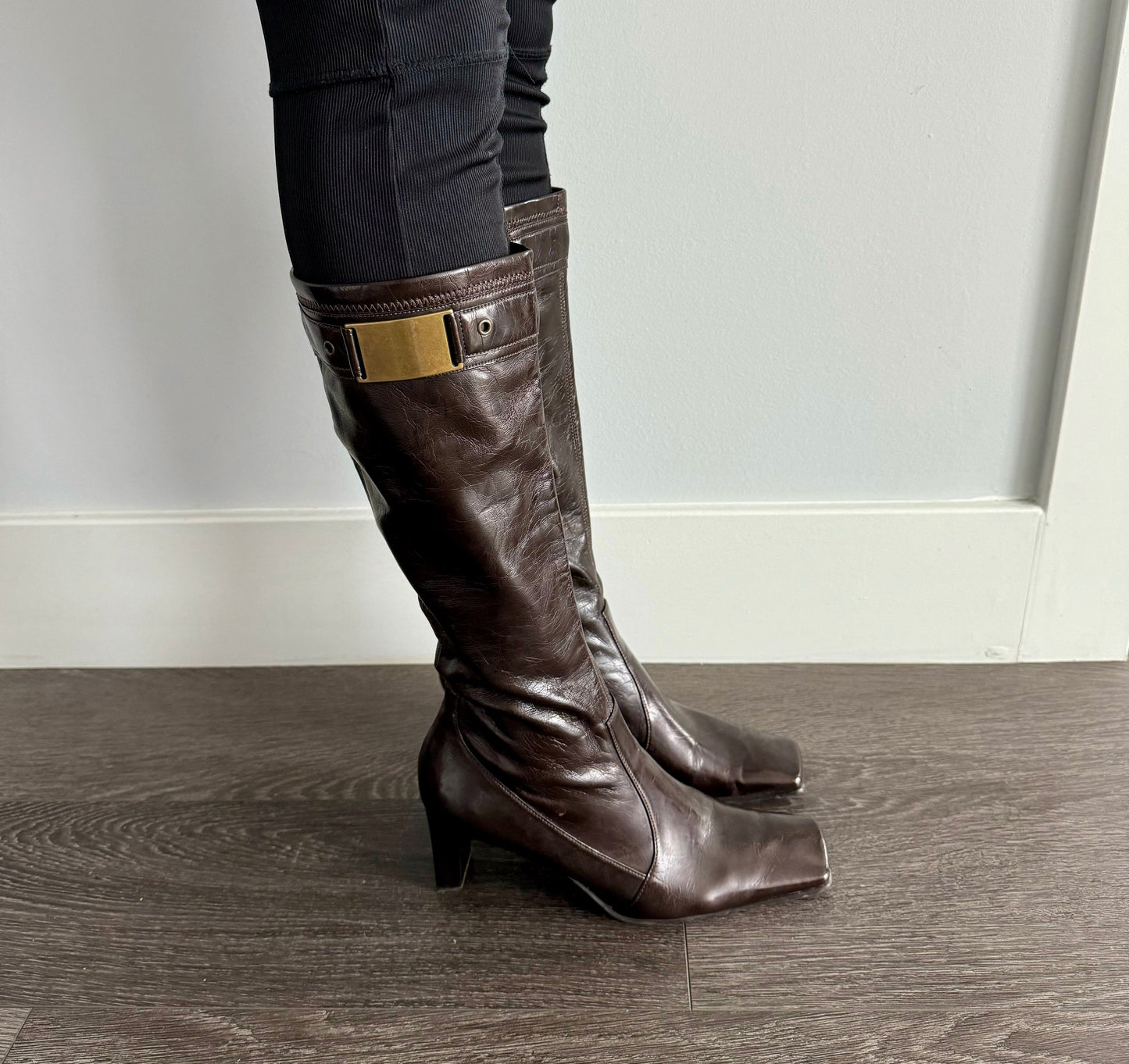 Brown Heeled Leather Boots