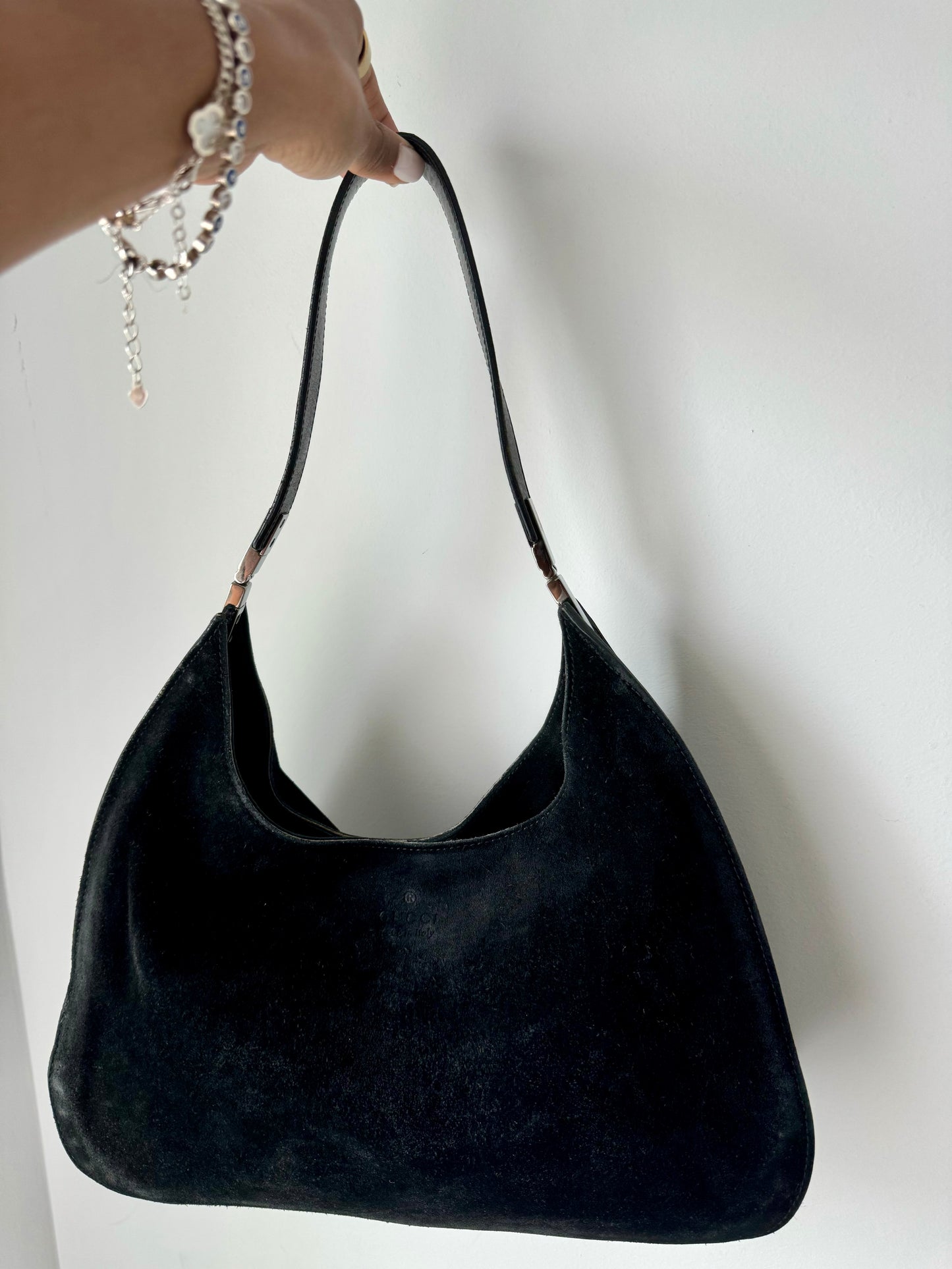 Vintage Black Suede Gucci Hobo Bag